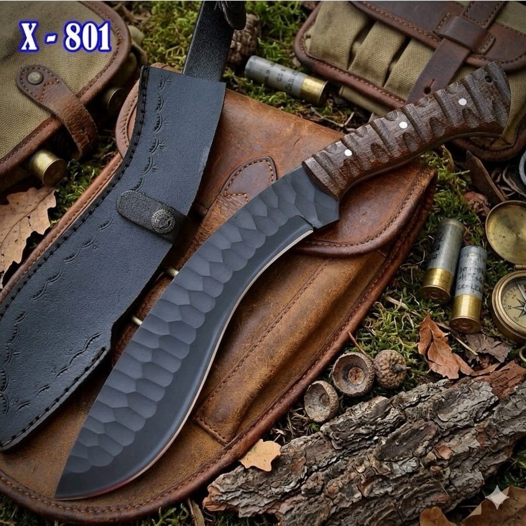 handmade Nepal Gurkha Kukri Carbon Steel 1075 and Bushcraft Knife with sheath
