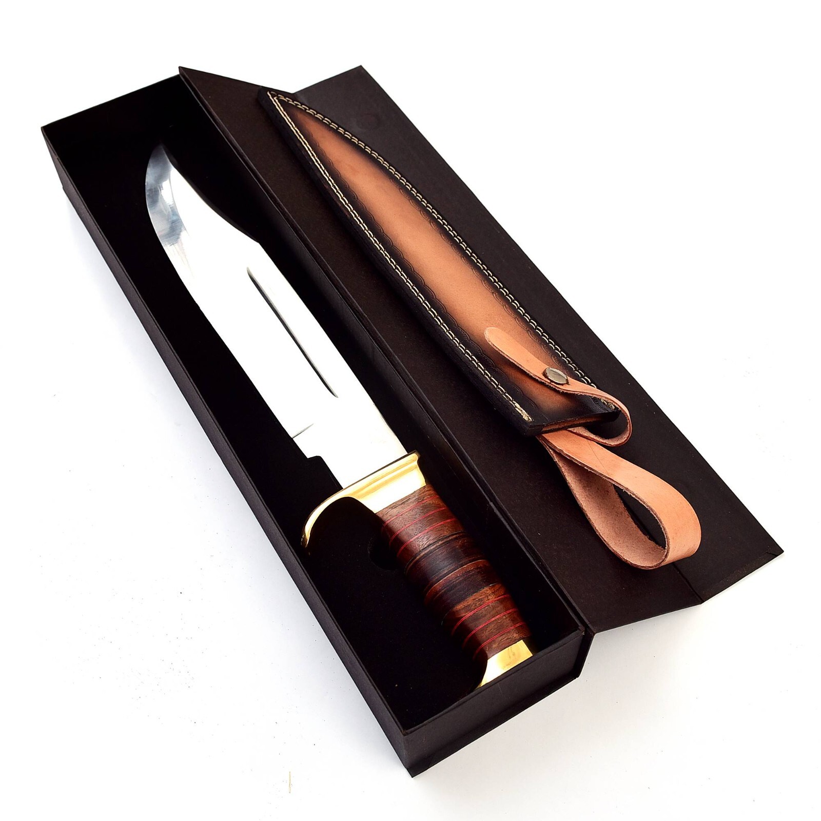 18 Inch High Carbon Steel Hunting Bowie Knife with leather sheath , Gift Pack