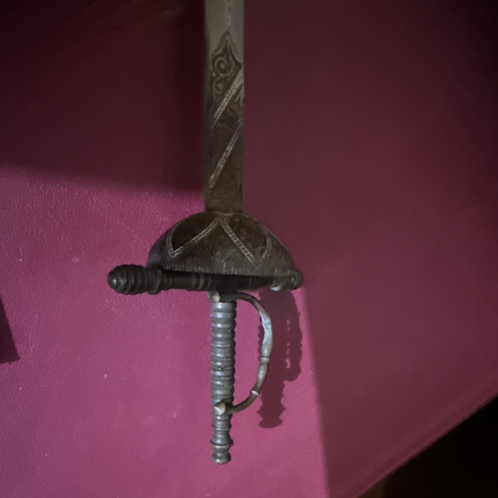 Medieval Style Rapier Sword «Letter Opener» Handed Silver Black with Scabbard