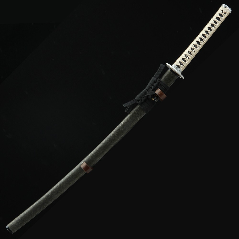 Cream Yellow Handmade Katana Clay Tempered T10 Steel Hamon Sharp edge Swords
