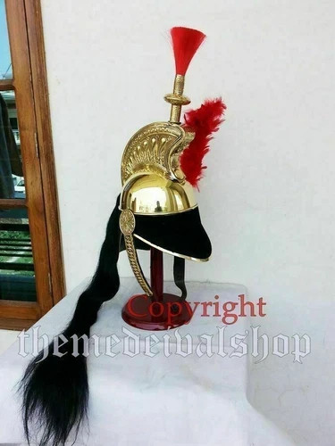 Christmas French Cuirassier Officer’s Napoleon Brass Helmet W/ Working Head Red