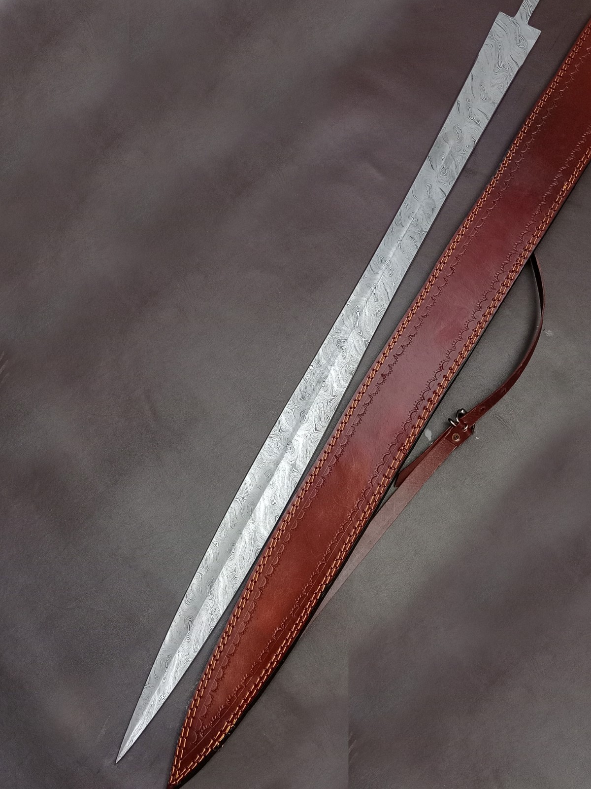 44 inch Custom Hand Forged FULL TANG Damascus Sword Blank Blade Knife Making