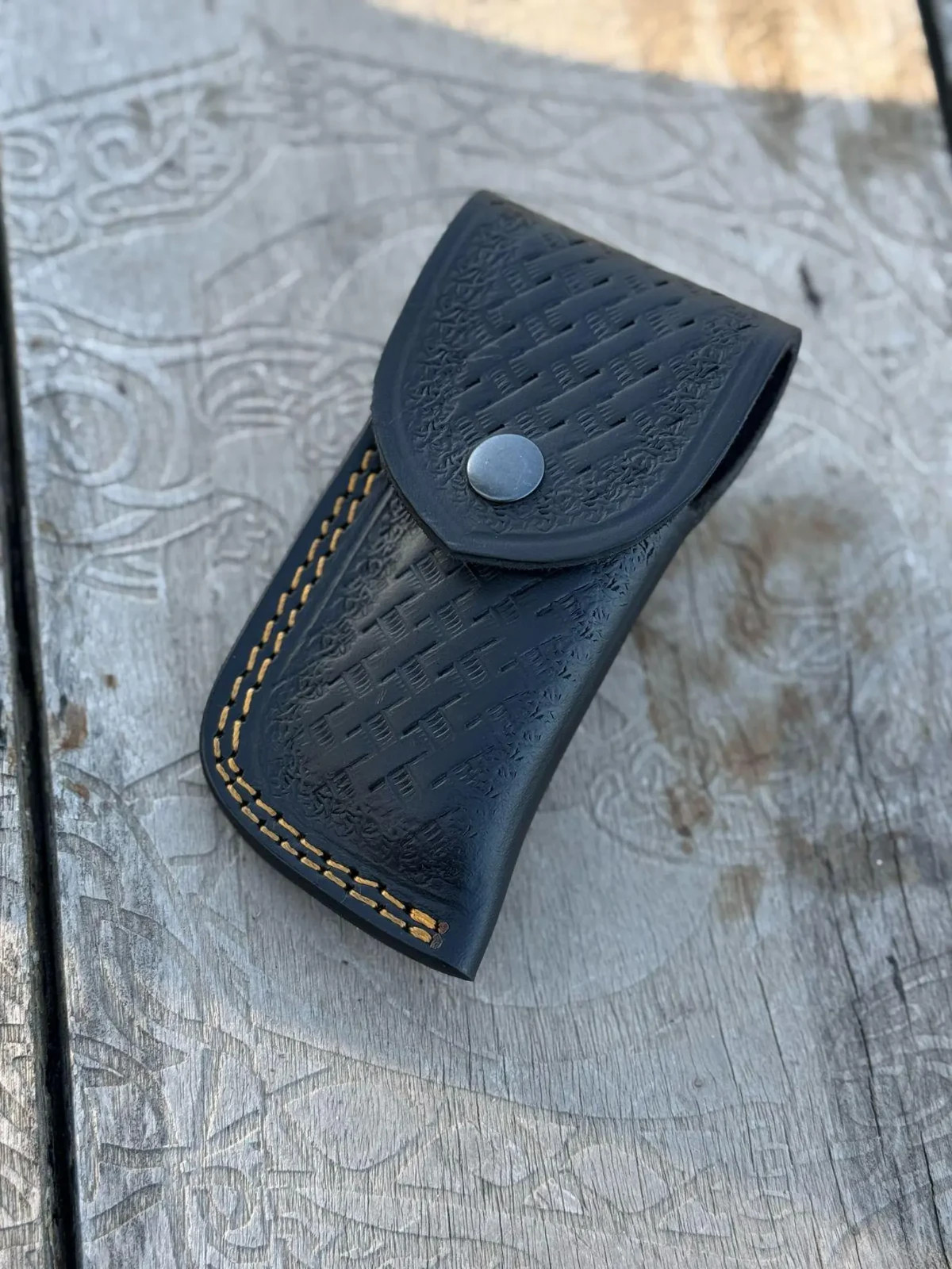 Custom Hand Engraved Steel blade Folding & Pocket Knife With Leather Sheath
