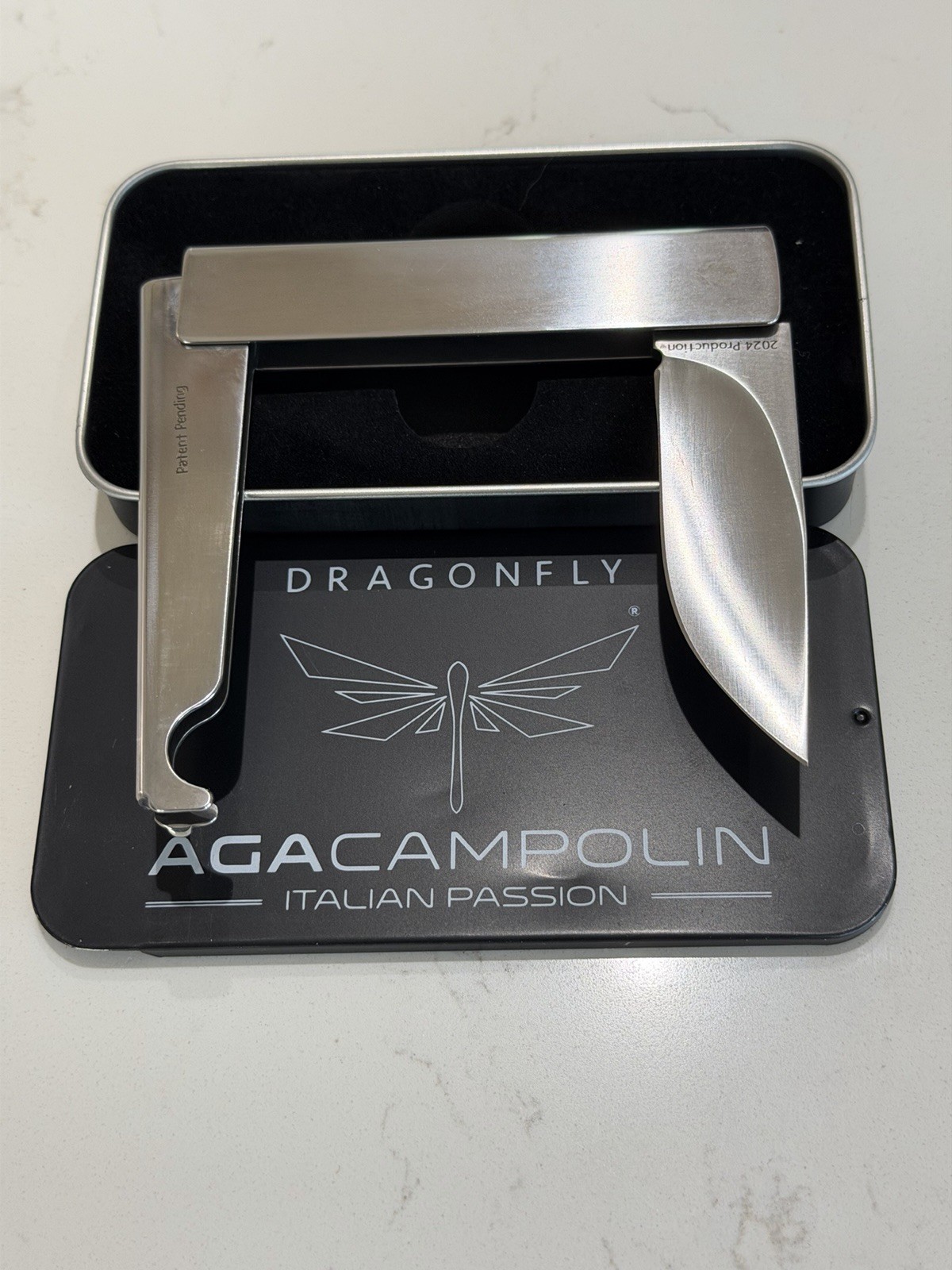 AGA Campolin Dragonfly Silver Steel Folding Knife – Brand New