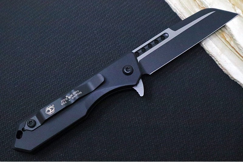 Heretic Knives Jinn Flipper – Black Anodized Aluminum Handle / Two-Toned Finish