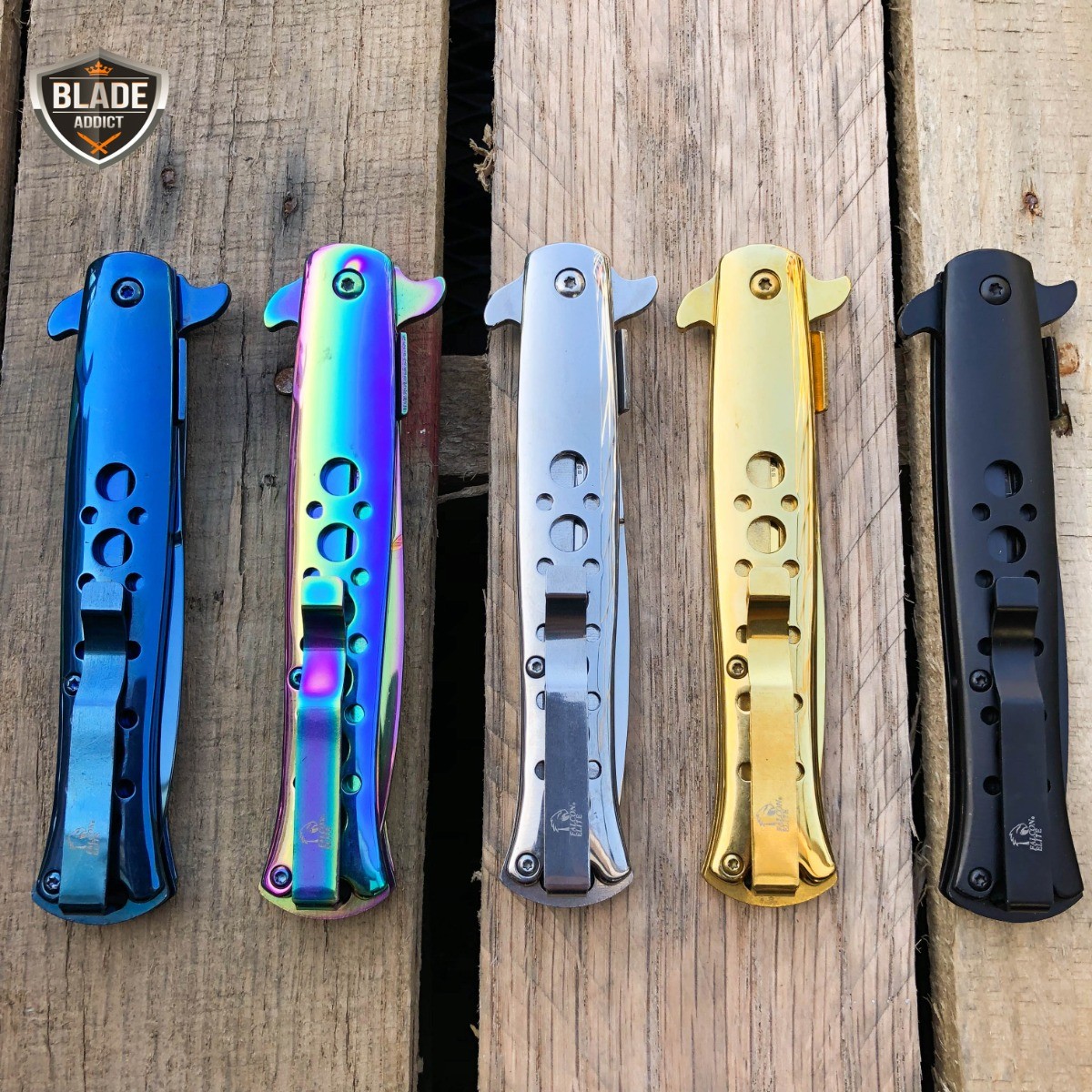 9″ SPRING ASSISTED TACTICAL STILETTO Folding POCKET KNIFE Blade Open Stainless