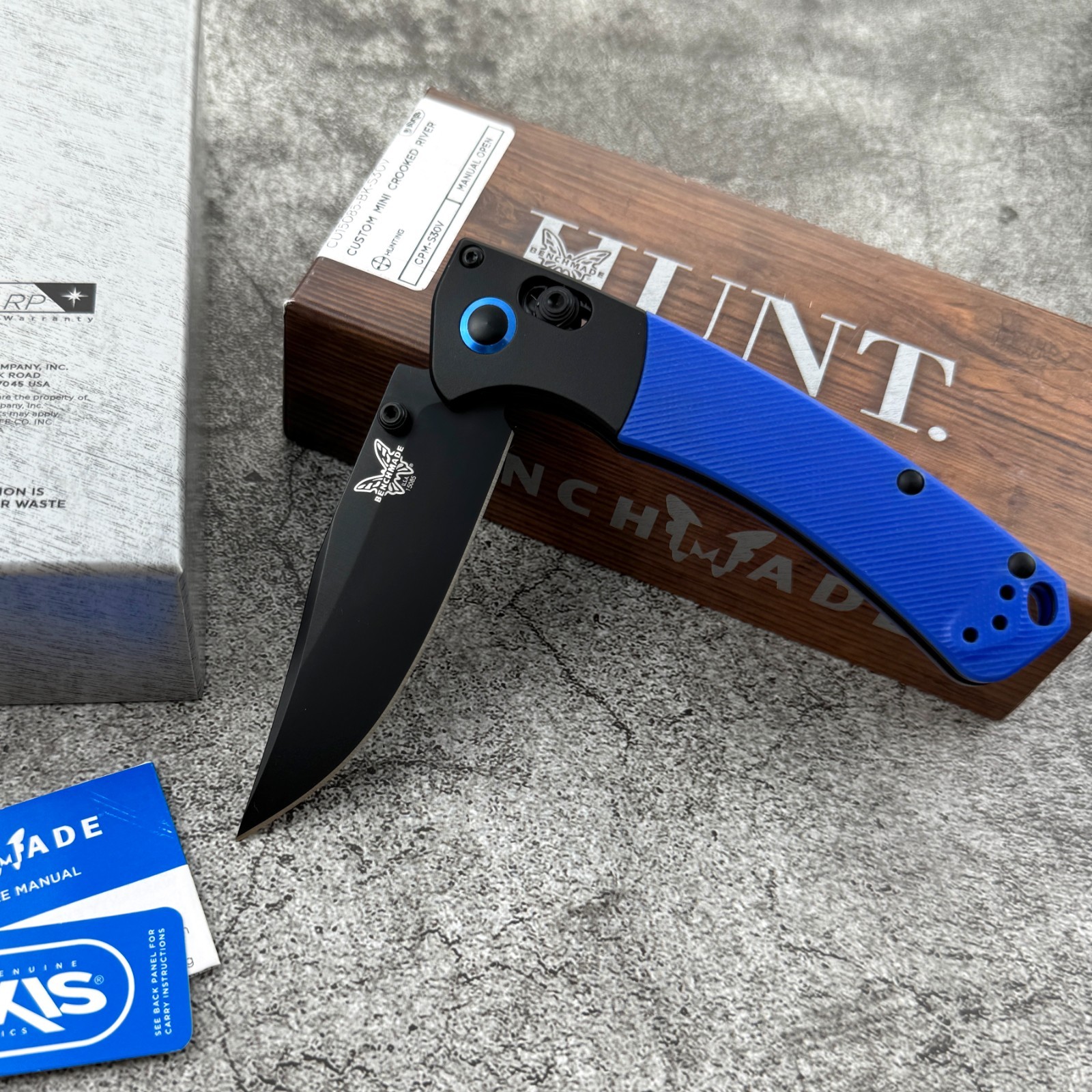 Benchmade 15085-BK Crooked River Black Aluminum G10 Clip-Point Folding Knife