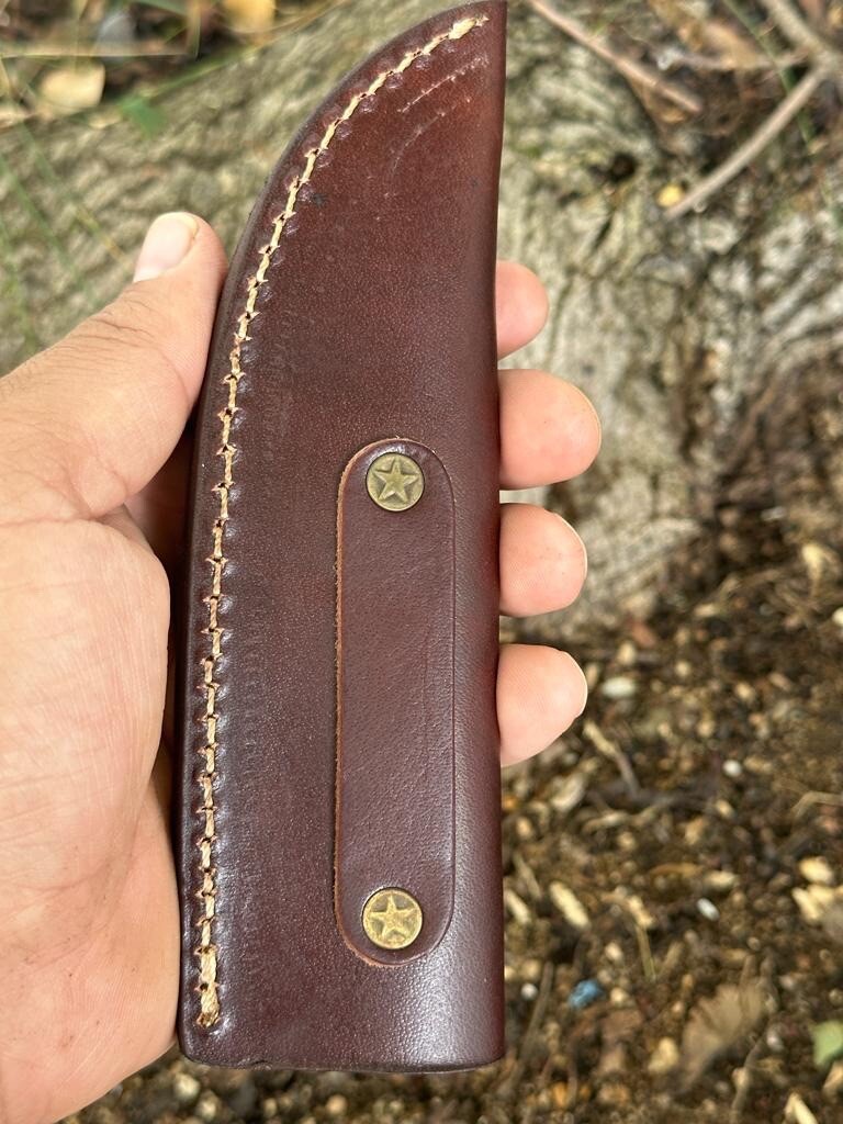 Custom Handmade Damascus Steel Hunting Skinning Knife Wood & Camel Bone Handle