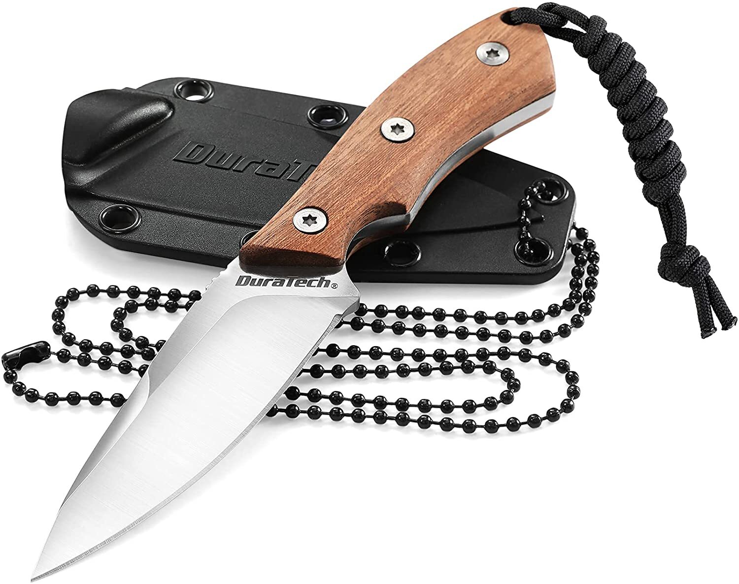DuraTech 6″ Compact Fixed Blade Neck Knife 3″ Blade EDC Full Tang Molded Sheath