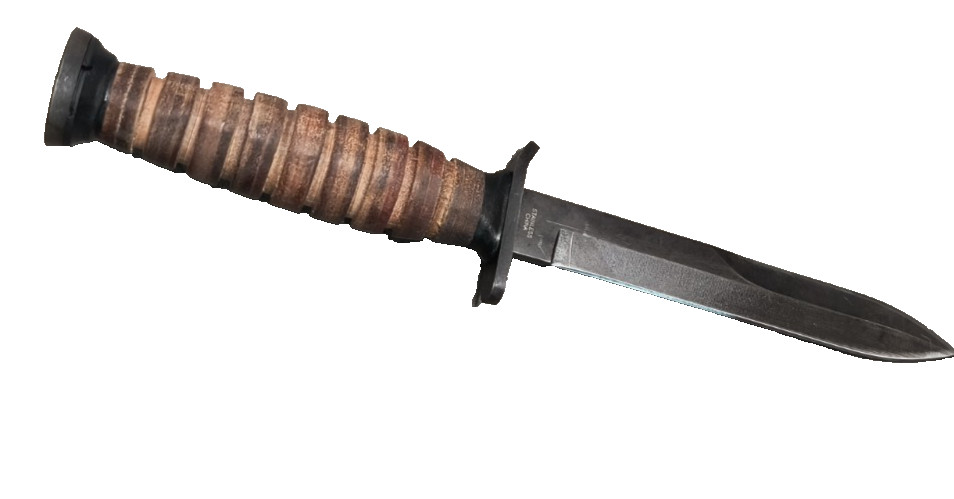 WWII Knife Trench Stacked Leather Reproduction NEW Import