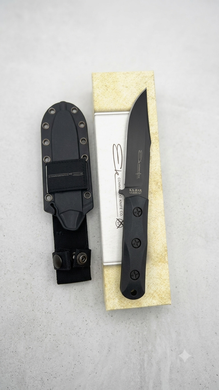 Ka-Bar Ek Commando Short Clip Point Fixed Blade Knife (5.06″ Black) EK50 *New!!