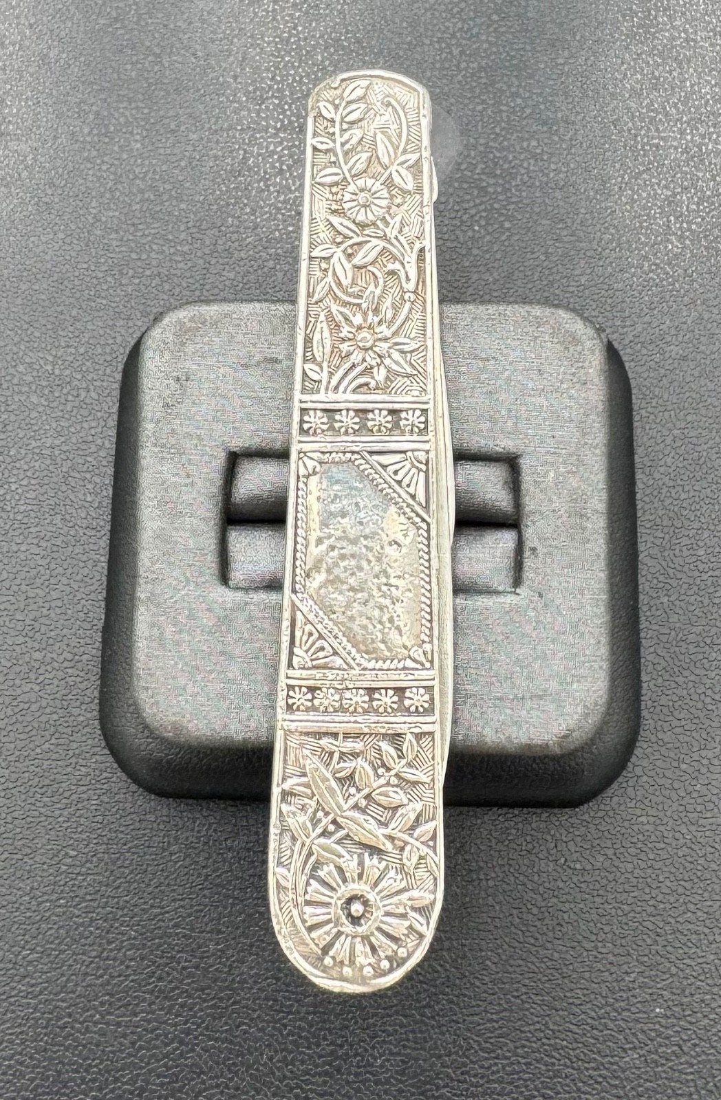 Antique Victorian w/ Engraved Handle Folding Sterling Silver Fruit Knife 5.5″