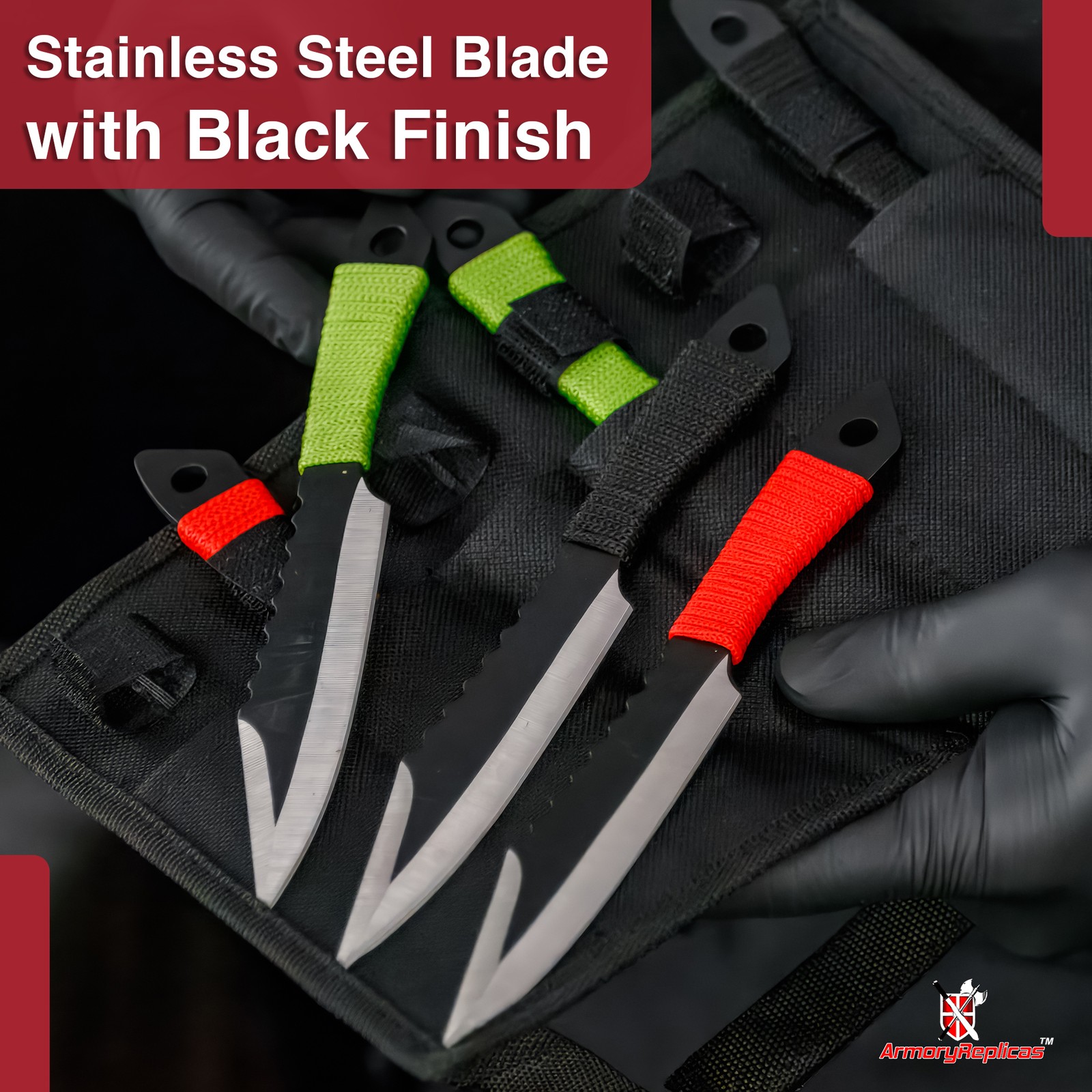 Lot of 6 Throwing Knives Drop Point 4 In Blade Cord Wrapped Handle + Free Sheath