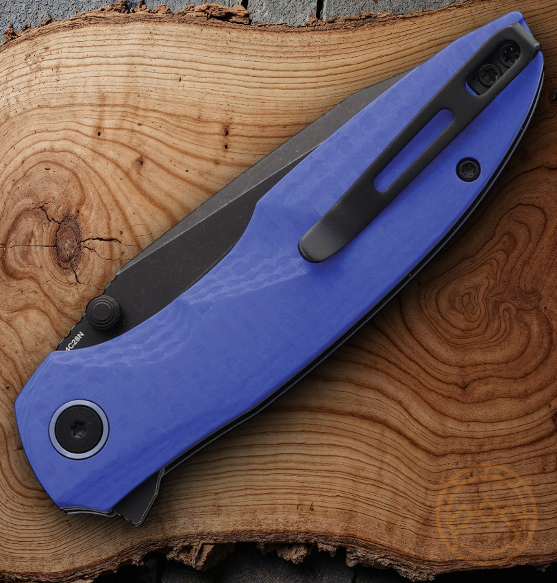 REMETTE Cool Whale Folding Knife 3.5″ 14C28N Sandvik Steel Blade Blue G10 Handle