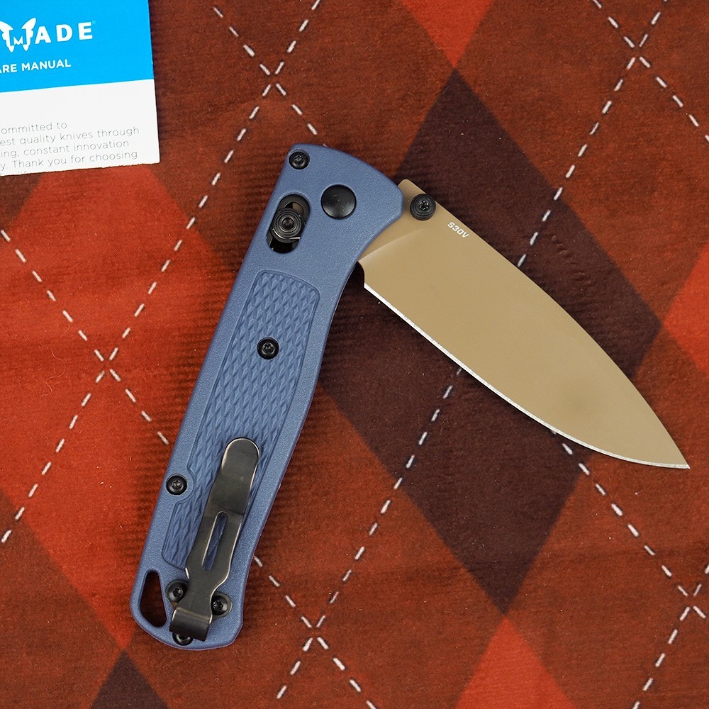 Benchmade 535FE-05 Bugout Crater Blue Grivory Handle S30V Blade Folding Knives
