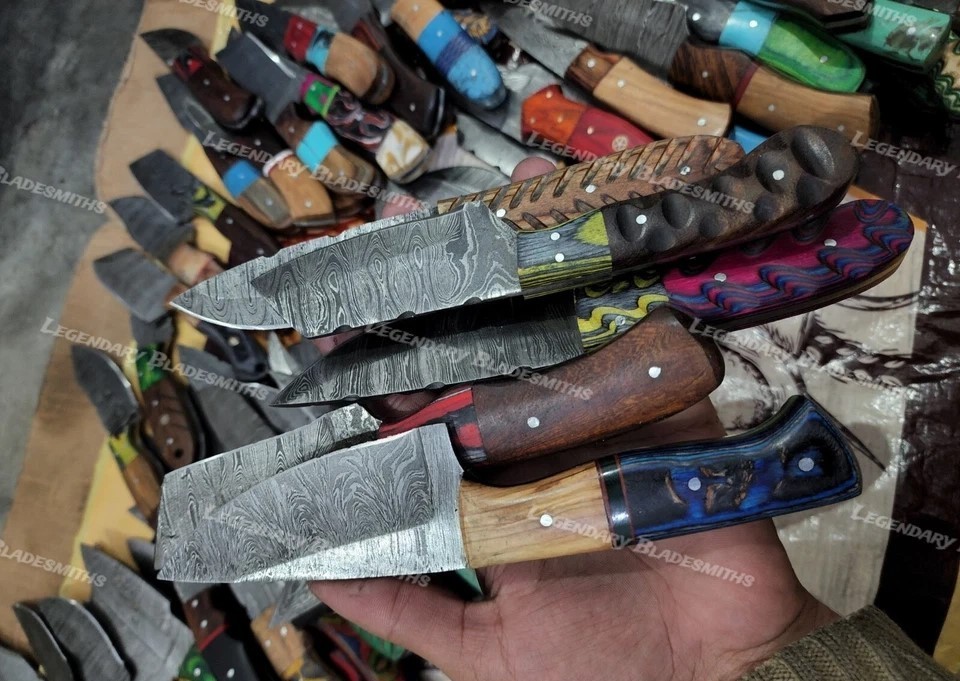Lot of 20 Custom Handmade Damascus Steel 8″ Full Tang Skinner Hunting Knifes US.