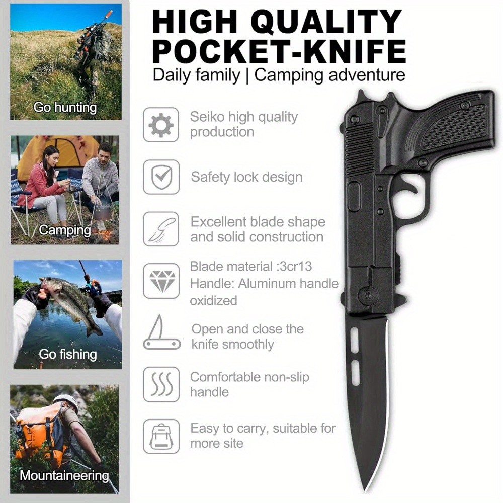 7″ Tactical Assisted Spring HAND GUN Pistol REVOLVER Folding Pocket Knife NEW