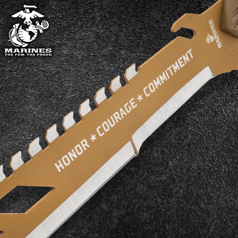 USMC Desert OPS Sawback Machete | Officially Licensed | Olive Drab | 24″ Overall