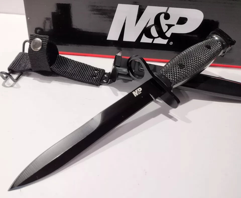Smith & Wesson M&P Double Edge Spear Dagger Trench Knife Black Scabbard M New 7
