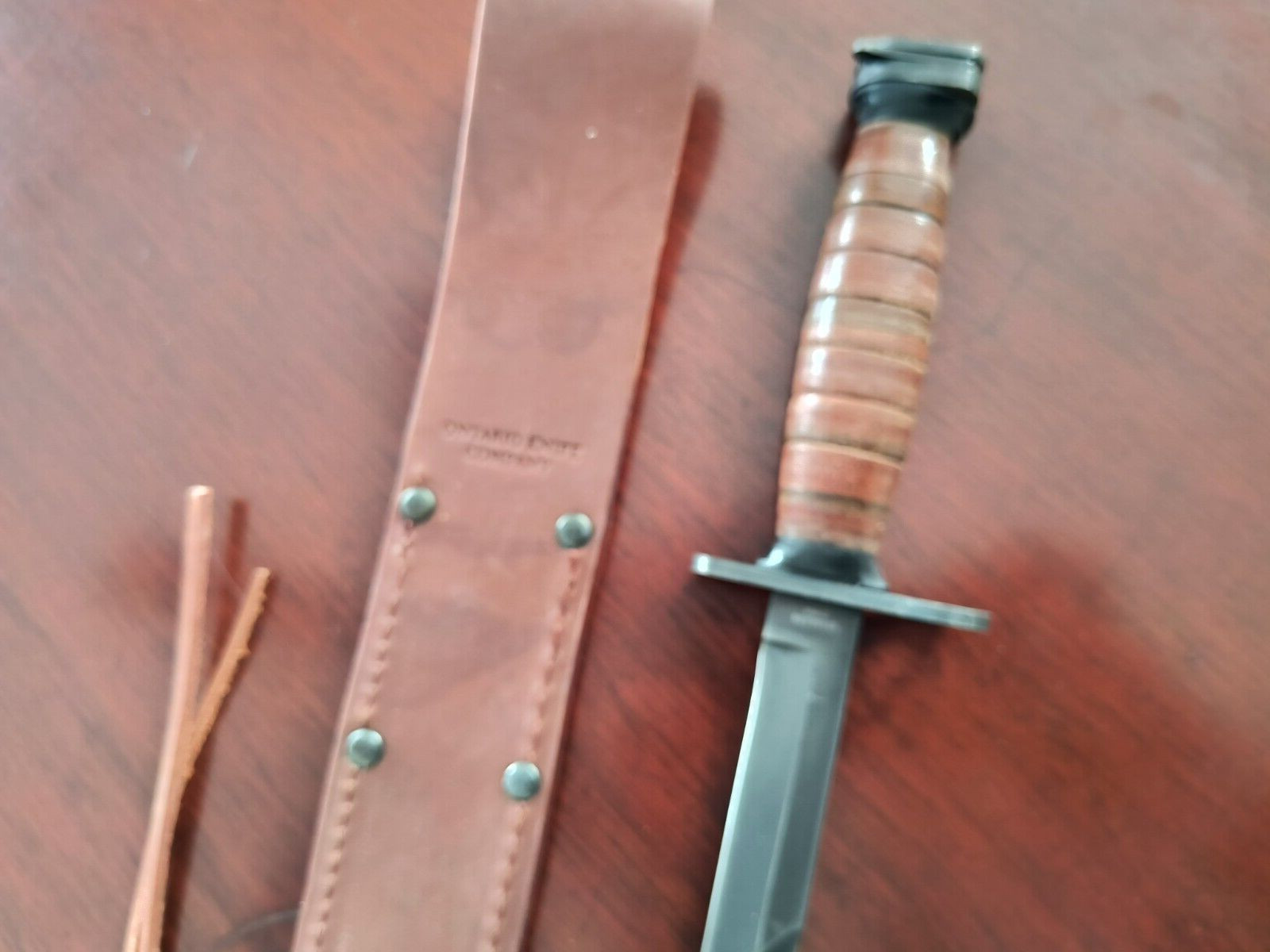 WWII Replica M4Carbine Knife/Bayo + Ontario Leather Scabbard Sheath OKC NEW