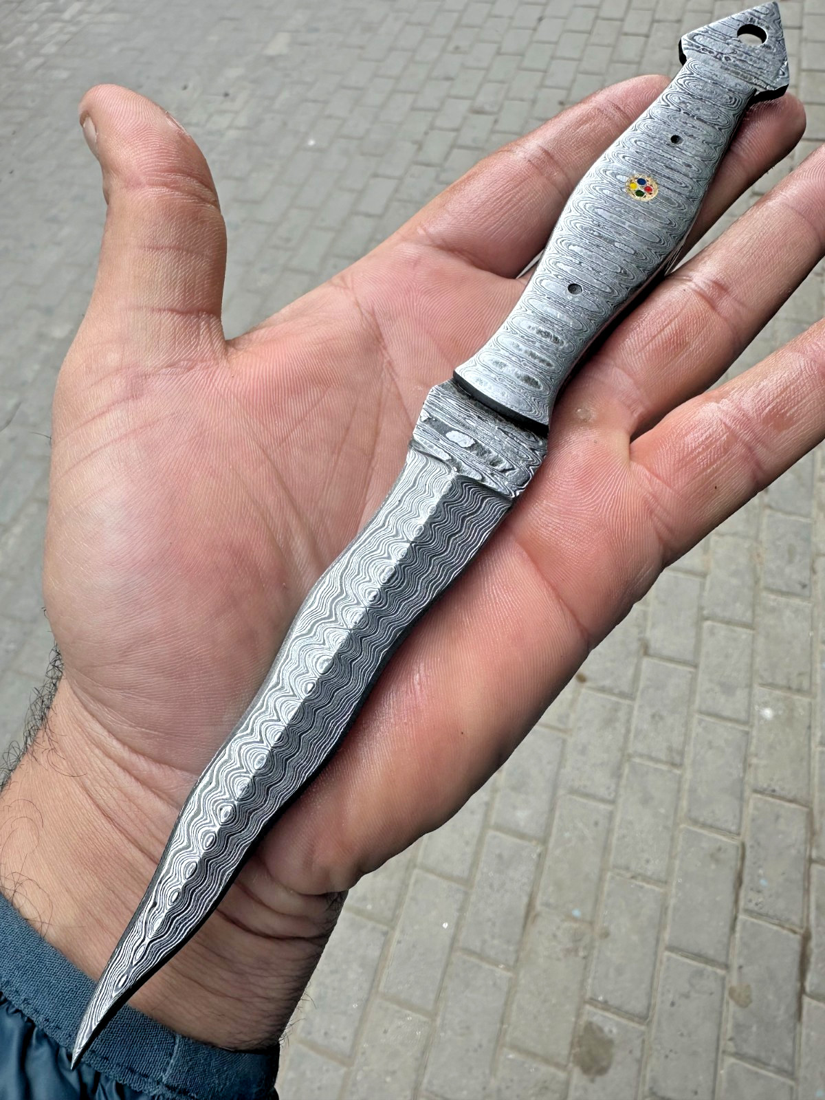 Custom Made Hand Forged Damascus Steel Tri Double Edged Dagger Knife 2418