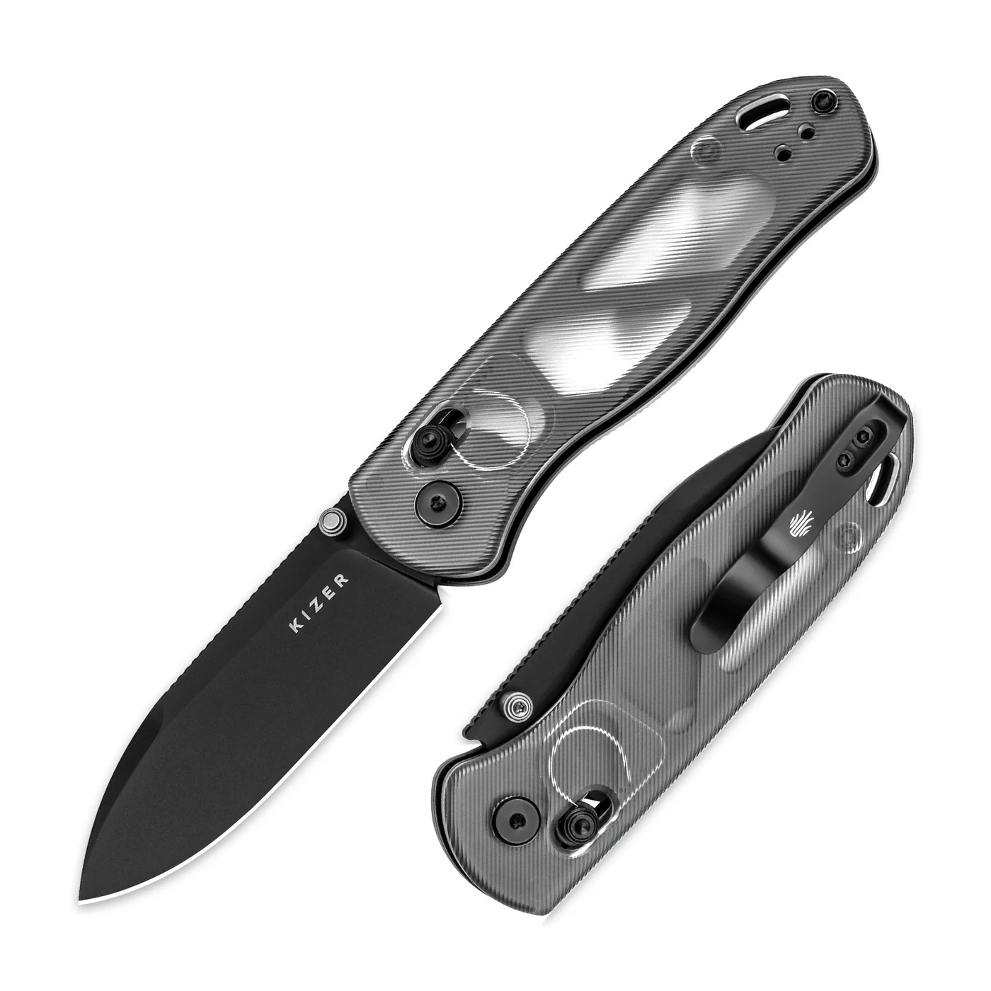 Kizer Drop Bear V3619A9 Folding Knife Acrylic Handle Nitro-V Drop Point Plain