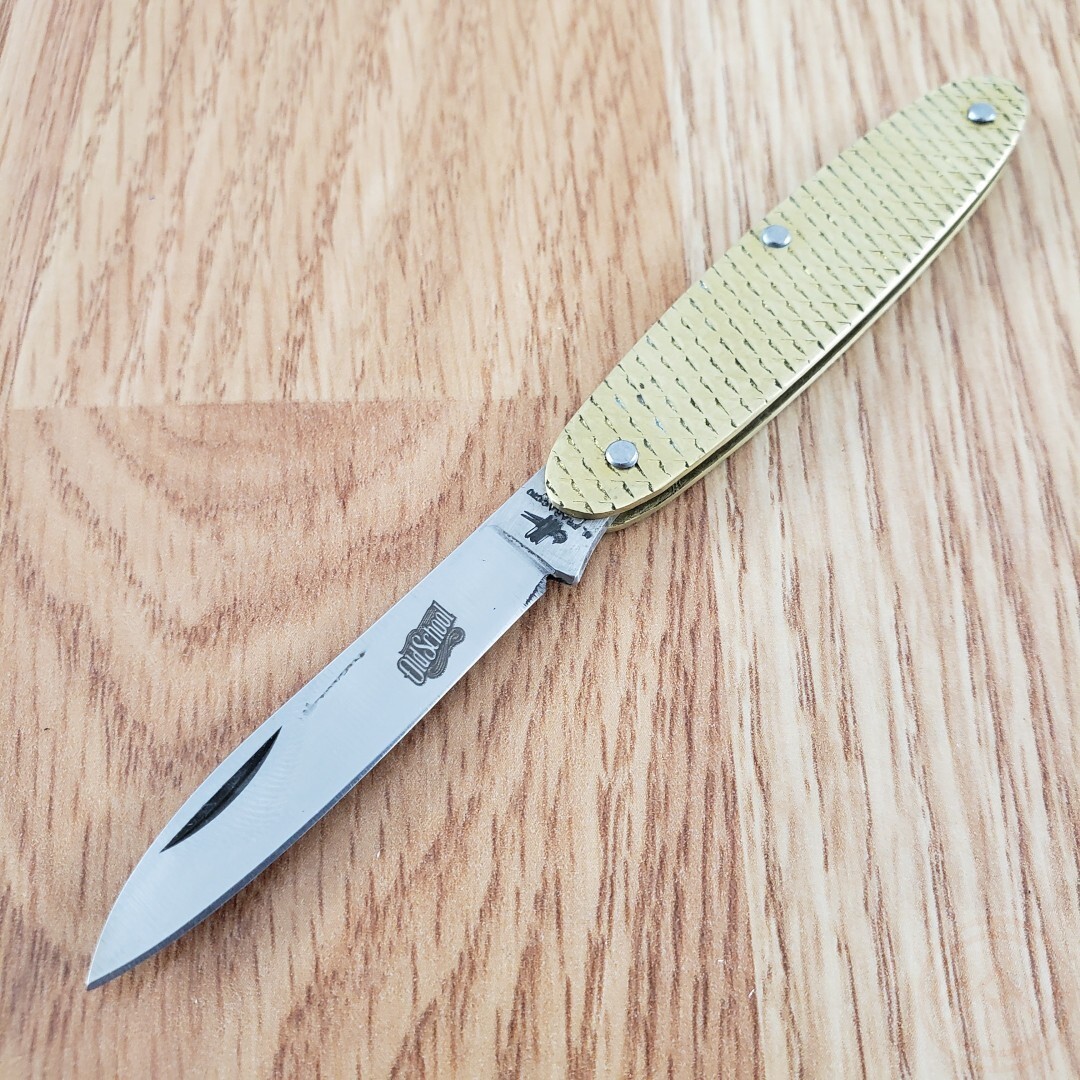 Fraraccio Knives Old School Folding Knife Stainless Steel Blade Brass Handle