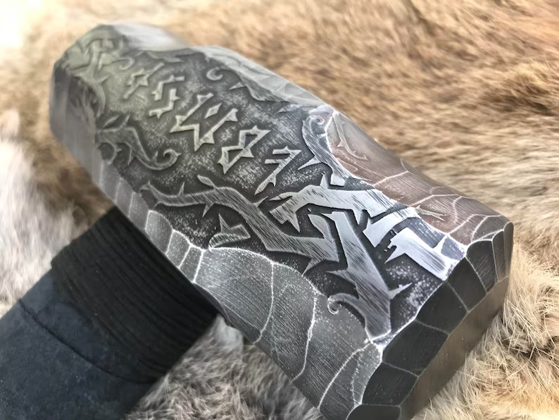 Hand Engraved Forged Hammer Head Unique Rustic Gift for Him, Gift For Husband