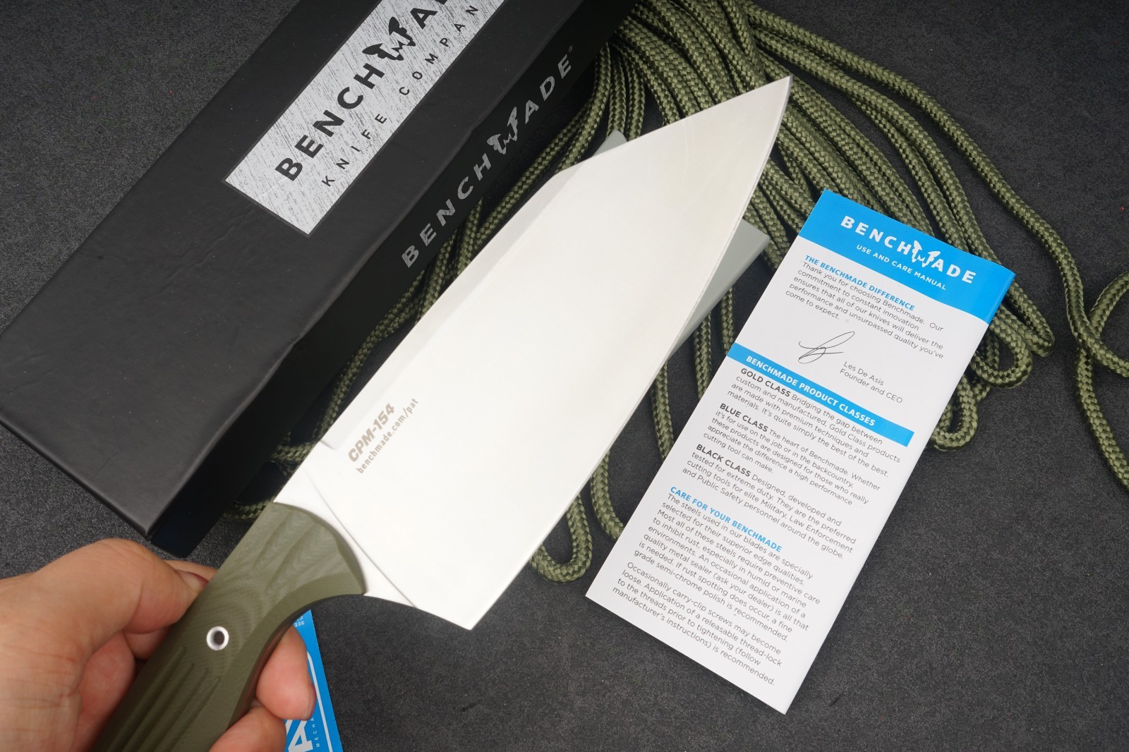 Benchmade CPM-M154 Fixed Blade Knife Green G10 Outdoor Survival Camping Bushcraf
