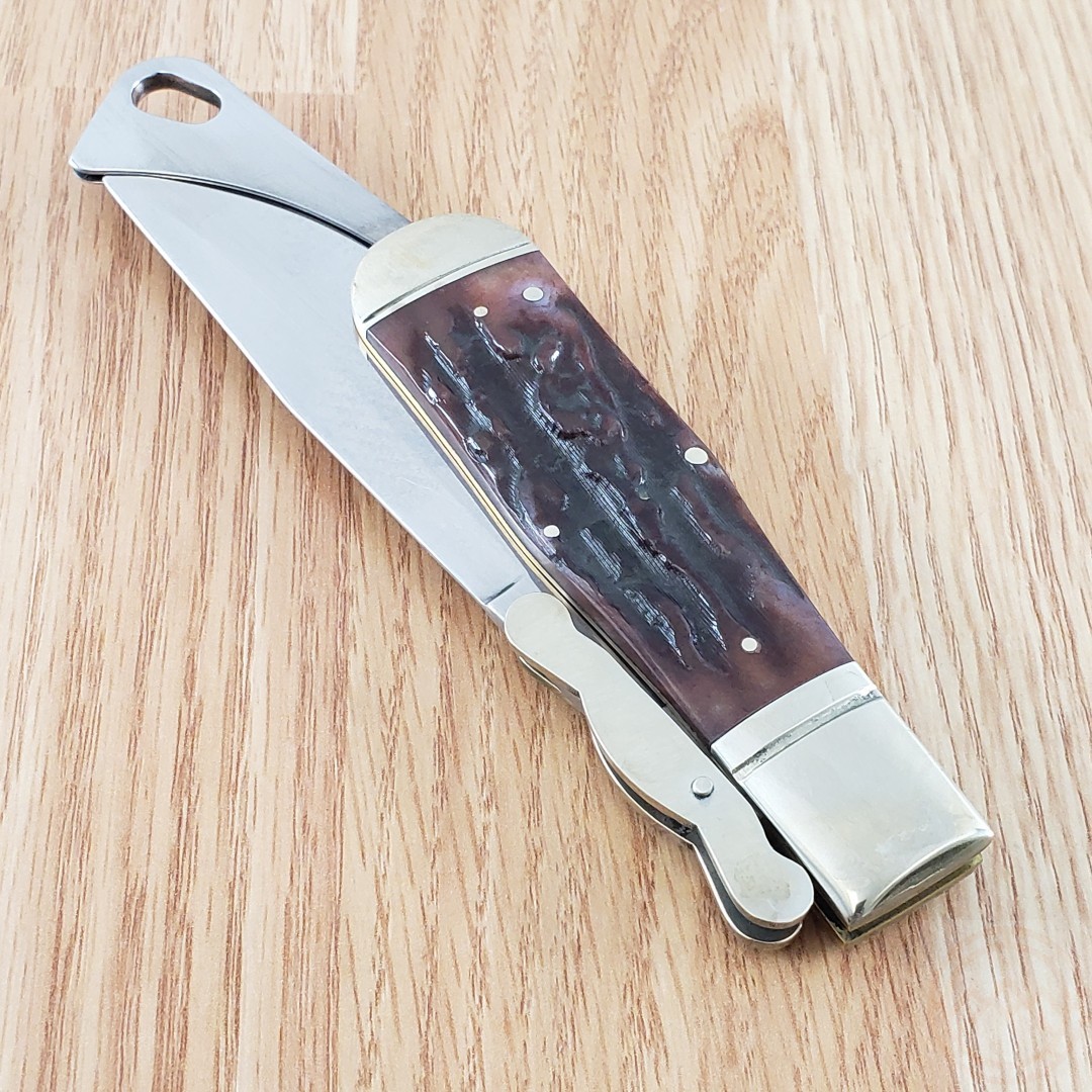 Marbles Safety Folder Folding knife Stainless Steel Bowie Blade Stag Bone Handle