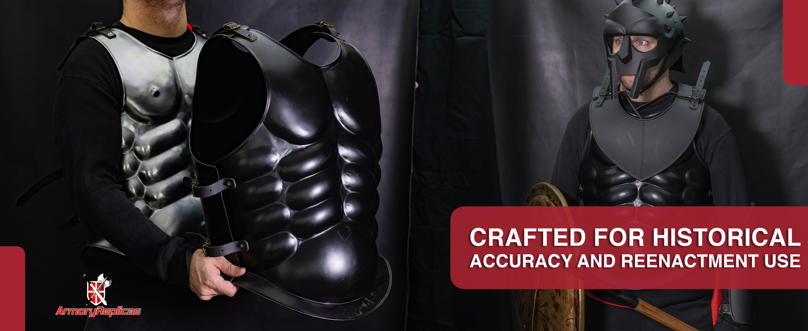Medieval Roman Greek Muscle Armor Cuirass LARP Halloween Costume Black