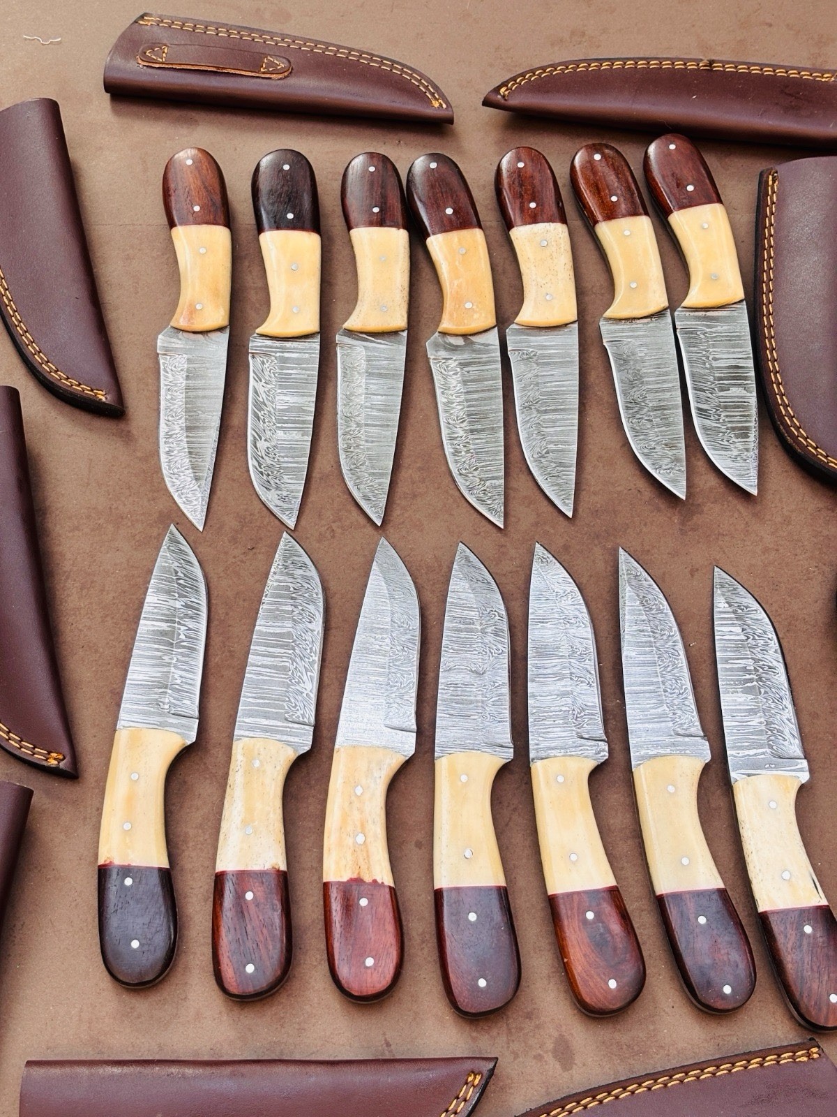 LOT OF 100 CUSTOM HANDMADE DAMASCUS STEEL HUNTING SKINNER KNIFE HANDLE BONE