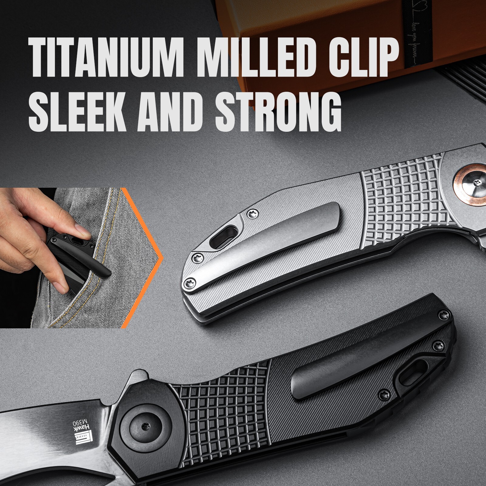 Kizer Hawk Sheepsfoot Folding Pocket Knife M390 Blade Titanium Handle Ki4683A1