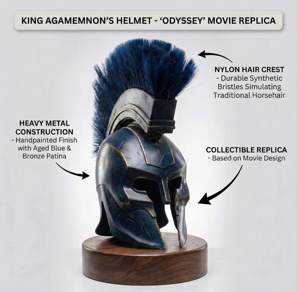 Agamemnon Greek Warrior Helm Replica Metal Spartan Trojan War Cosplay Armor Prop