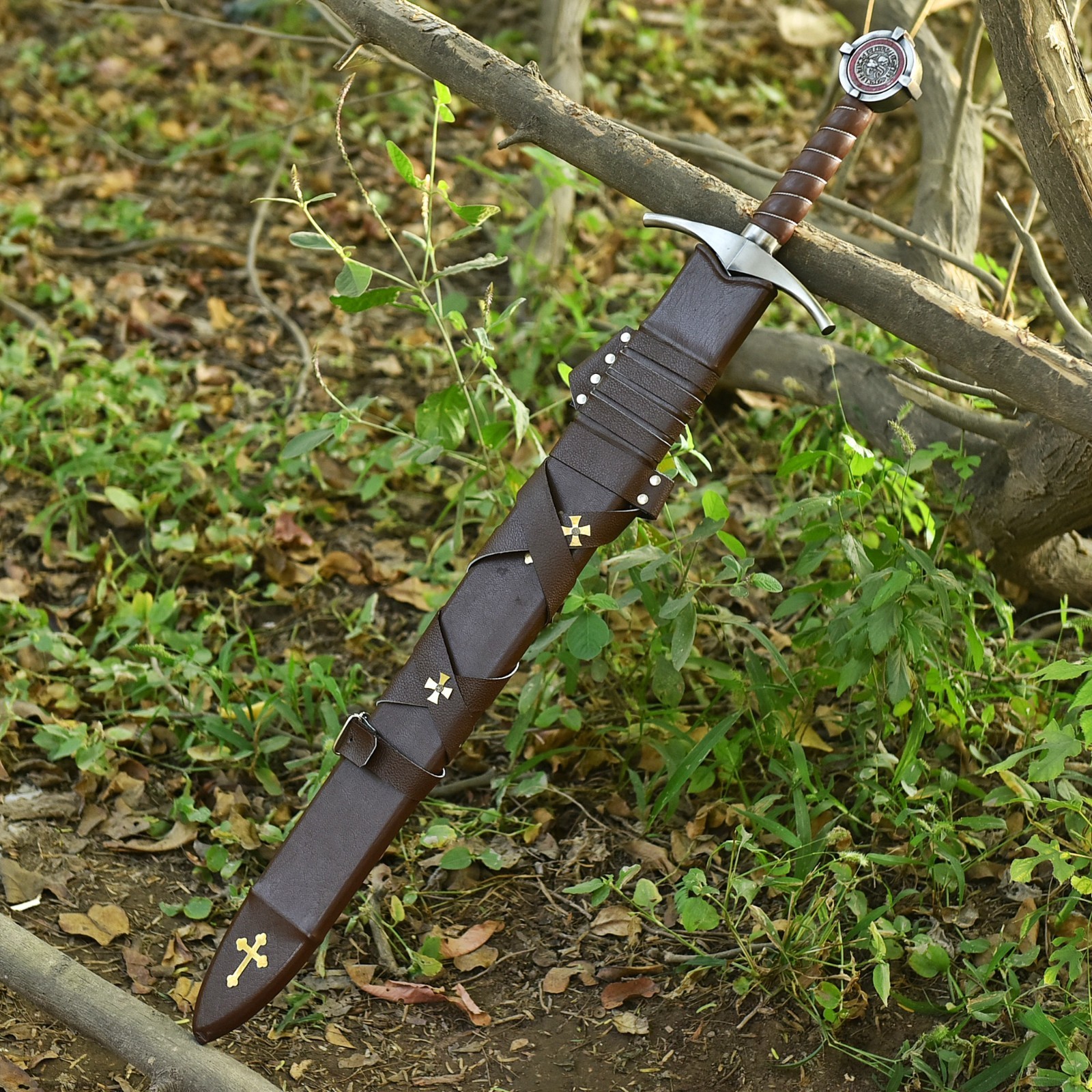 Hand Forged Templar Knights Battle Ready Sword, 1095 Steel, Brass Guard & Pommel