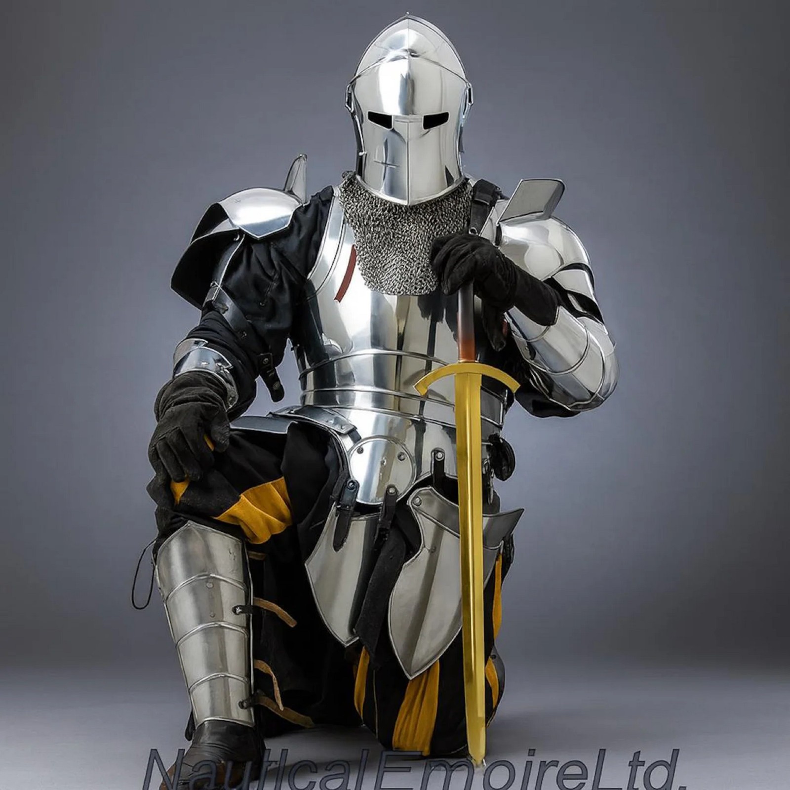 Barbuta Knight Armor Full Set 18 Gauge Steel Medieval Cosplay / Reenactment Suit