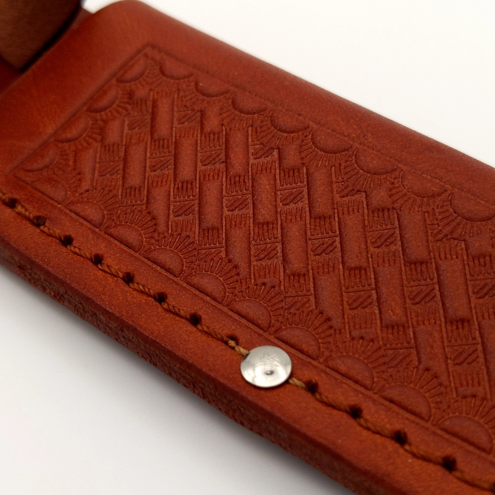 Fixed Blade Knife Belt Sheath for 5in. Blades Genuine Leather Tan Brown