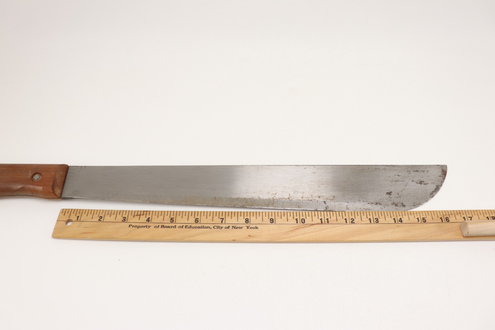 Vintage 18 Inch Bufflo Machete W/ Sheath, Drop Forged, Wood Handle, 1 Lbs. 2 Oz.