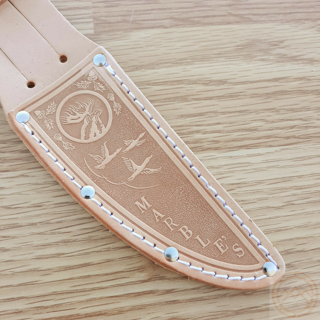 Marbles Sheath Moose Embossed Reproduction Of Classic Marbles Tan Leather 4.25″