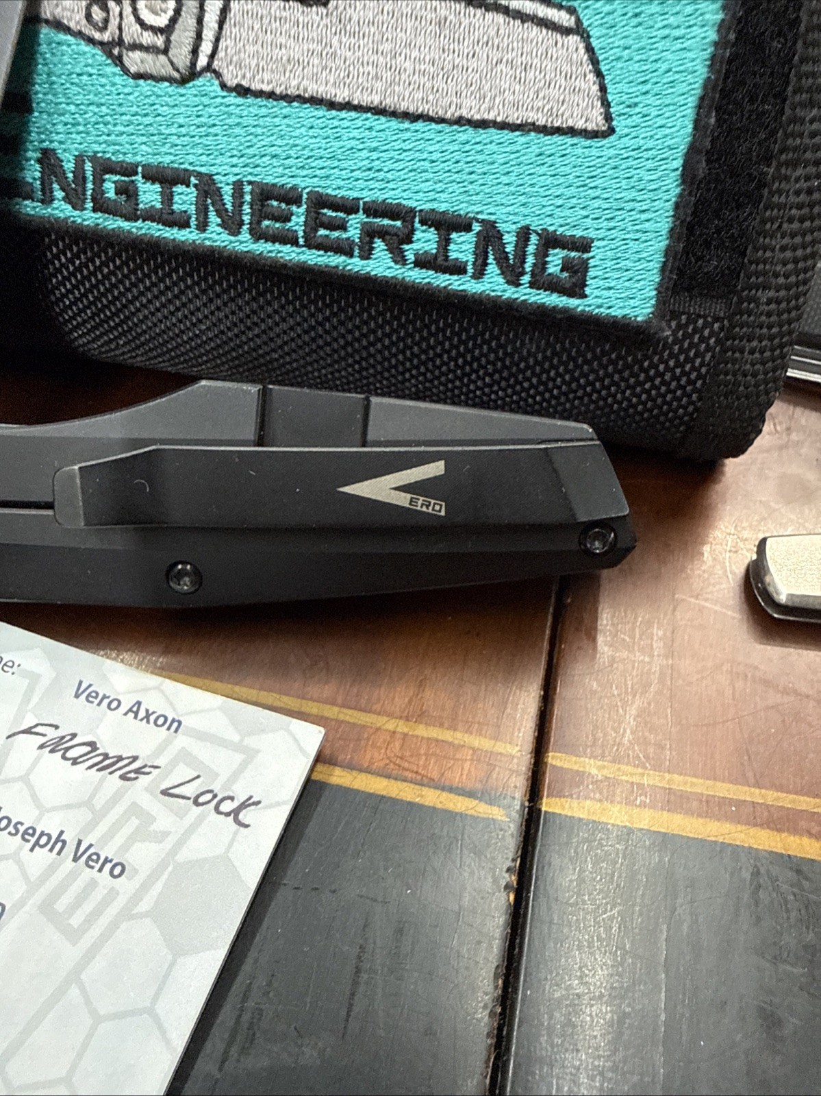 Vero Engineering Axon TI Framelock. M390 steel Custom Cerakote