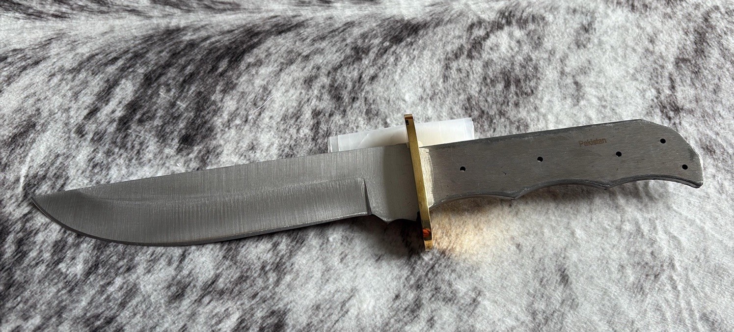 12” Stainless Steel Knife Blank Full Tang Brass Make Your Own Handle DIY XL Big