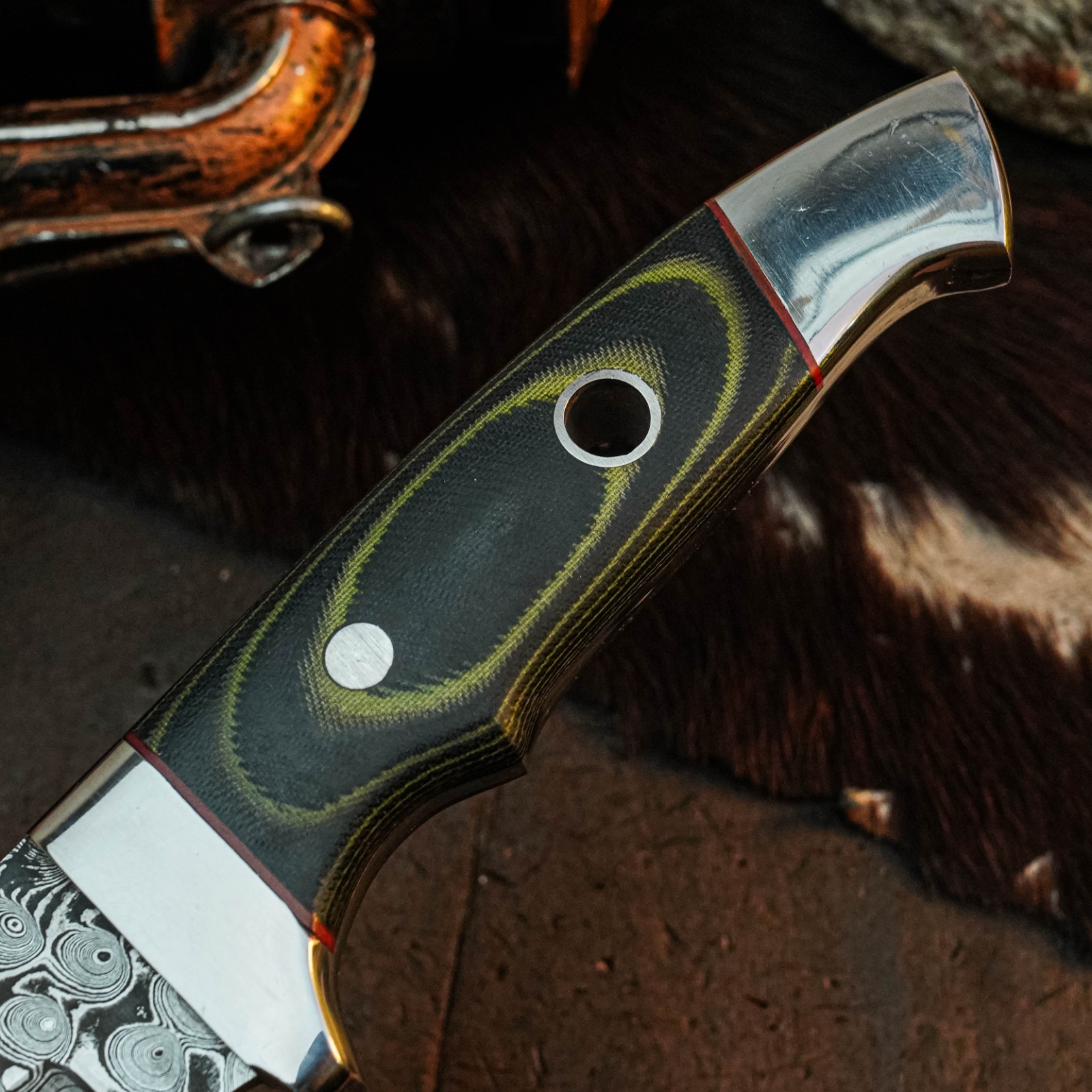8.8″ Clip Point Knife Damascus Steel Hunting EDC Full Tang Blade Micarta Handle