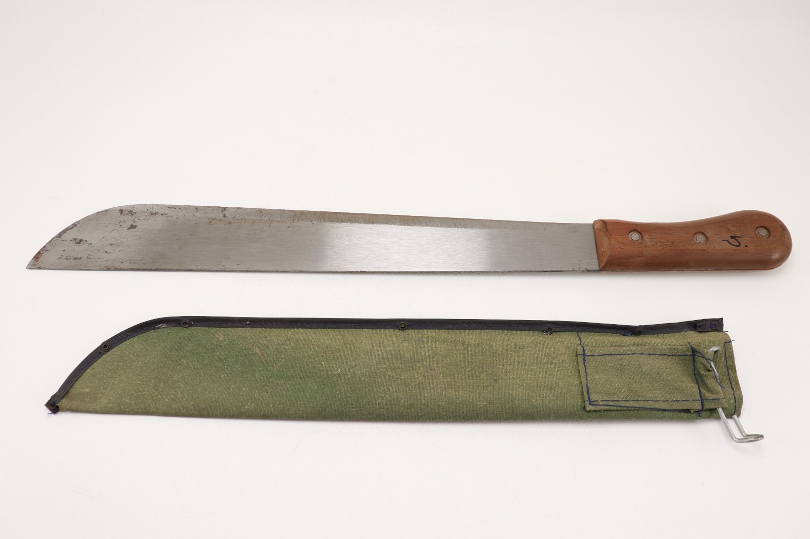 Vintage 18 Inch Bufflo Machete W/ Sheath, Drop Forged, Wood Handle, 1 Lbs. 2 Oz.