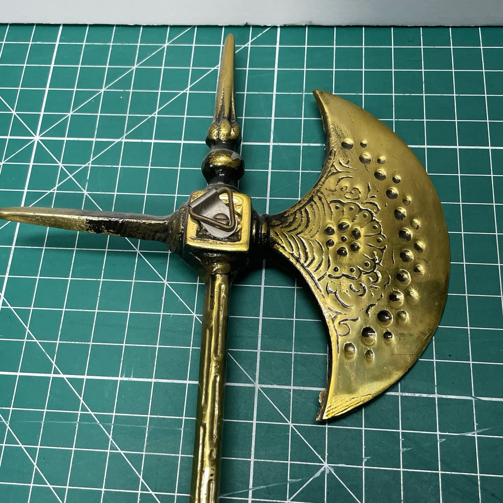 Vintage Metal Decorative Axes Pair Wall Mount Made In Japan Medieval Decor