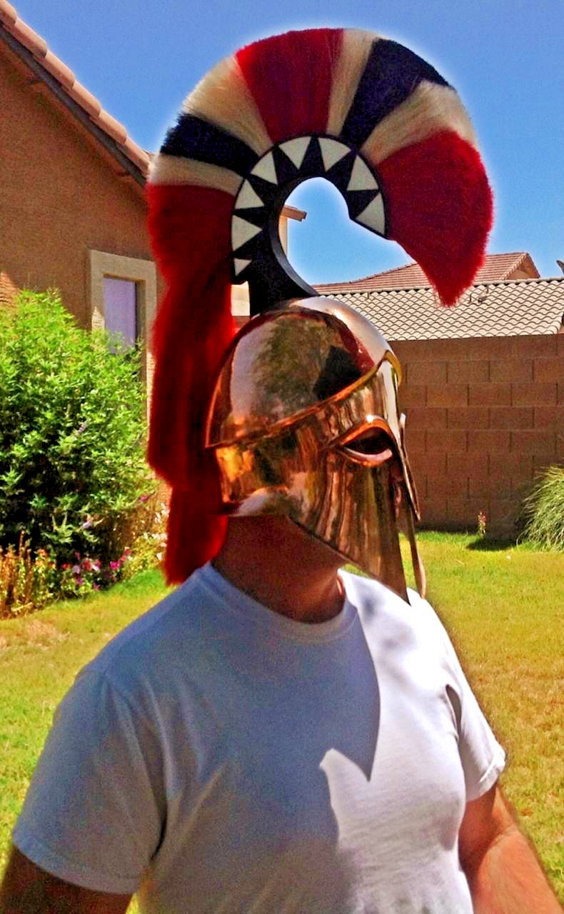 Hand-Hammered Bronze Corinthian Helmet Greek Odysseus Armor Genuine Hair Crest