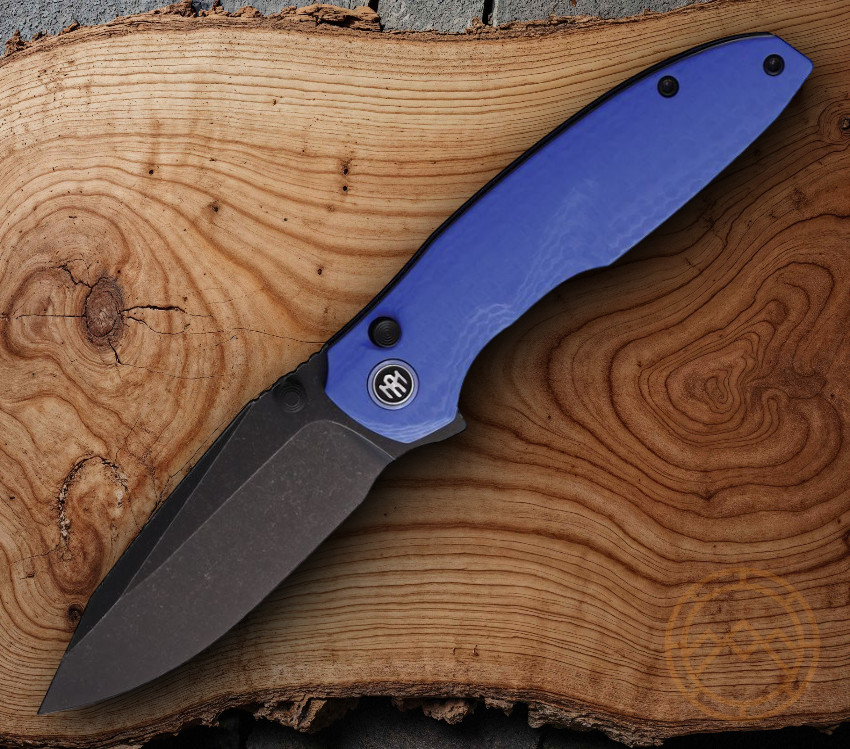 REMETTE Cool Whale Folding Knife 3.5″ 14C28N Sandvik Steel Blade Blue G10 Handle