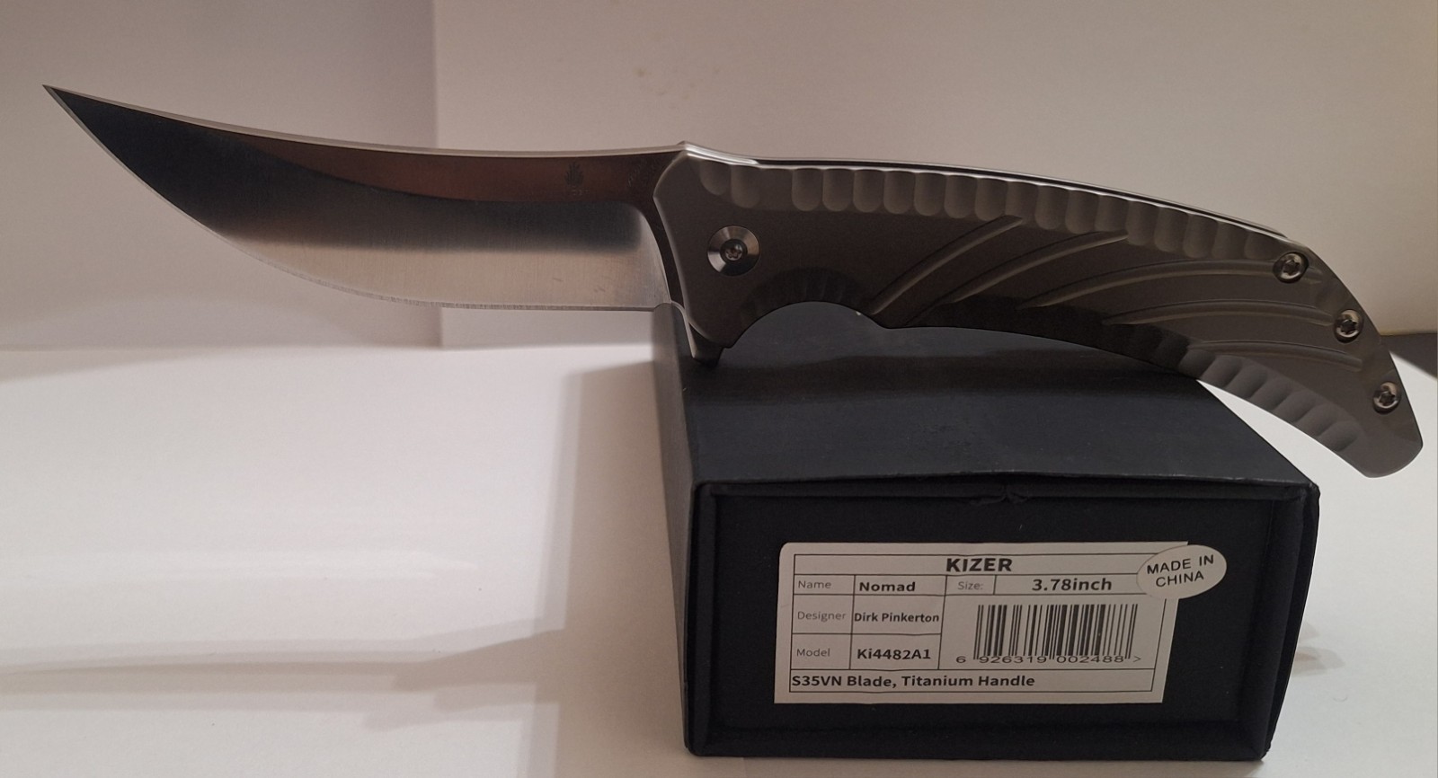 NEW Kizer Nomad Ki4482A1 S35VN Blade Gray Titanium Handle Frame Lock Clip Point