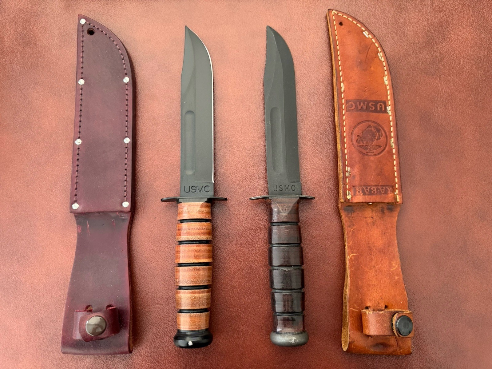 Lot Of 2 Ka-Bar 1217 USMC Fixed Blade Fighting Knives Made In USA