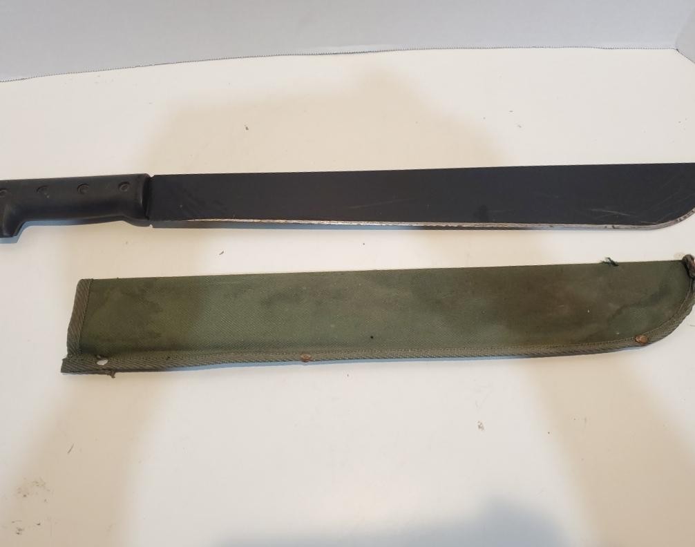 18″ Military Style Machete with OD Green Canvas Sheath Ontario OKC Style 1-18