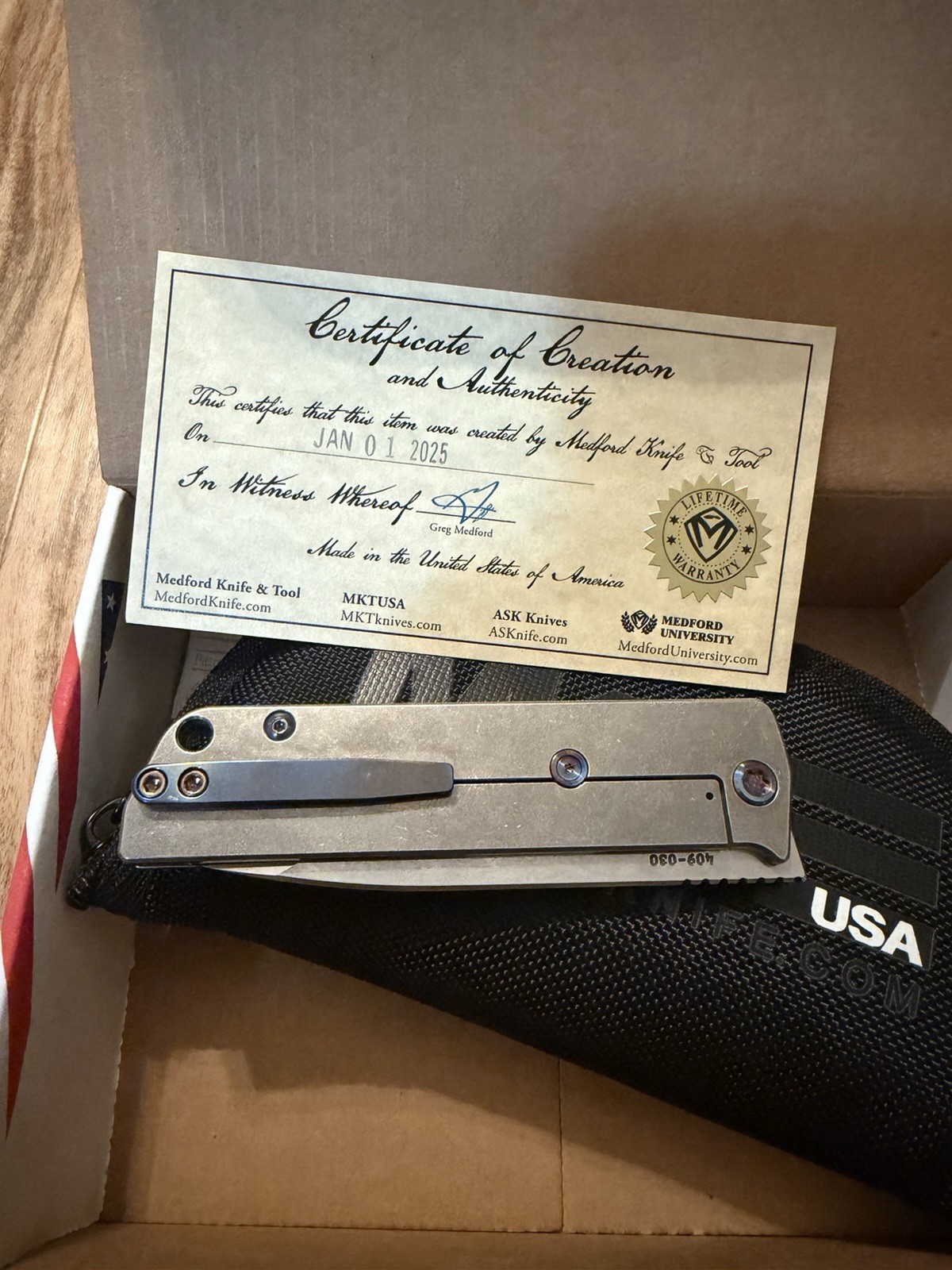 Medford Antik Framelock Titanium Folding S45VN Pocket Knife 2144PD01TM